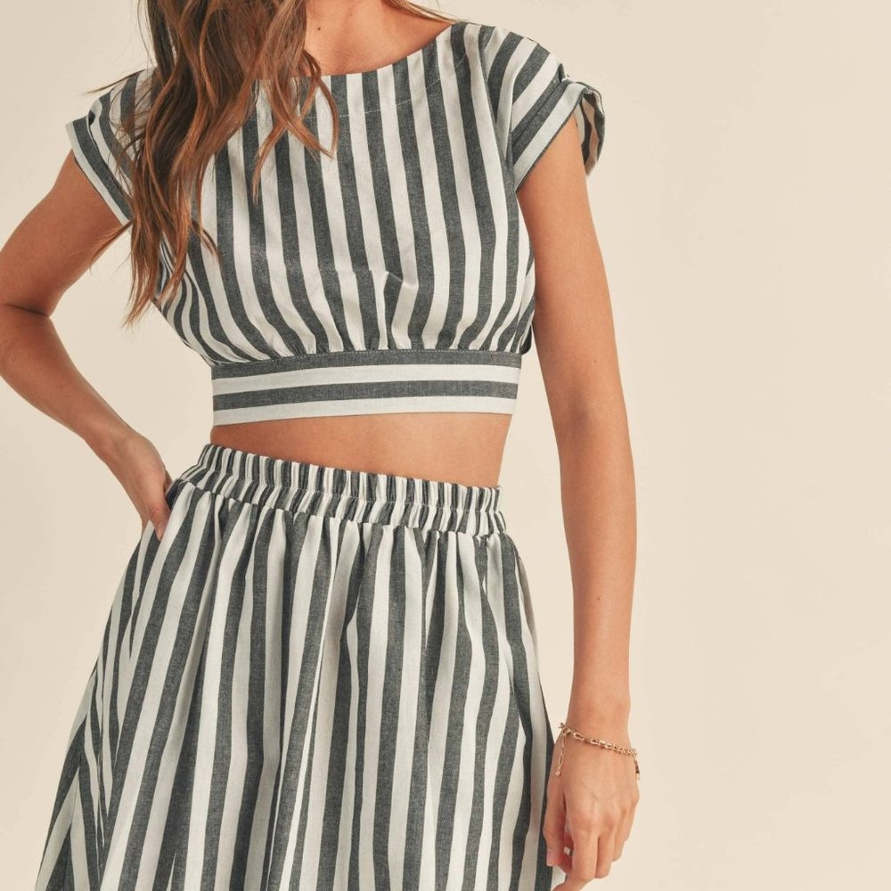 Striped Skirt/Crop Top Set